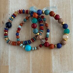 3 Colorful Beaded Bracelets Set